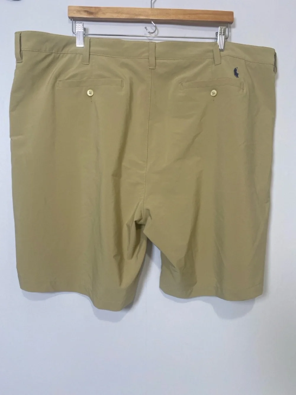 Polo Ralph Lauren Khaki Golf Shorts 44B Stretch Flat‎ Front Mens Performace Wear